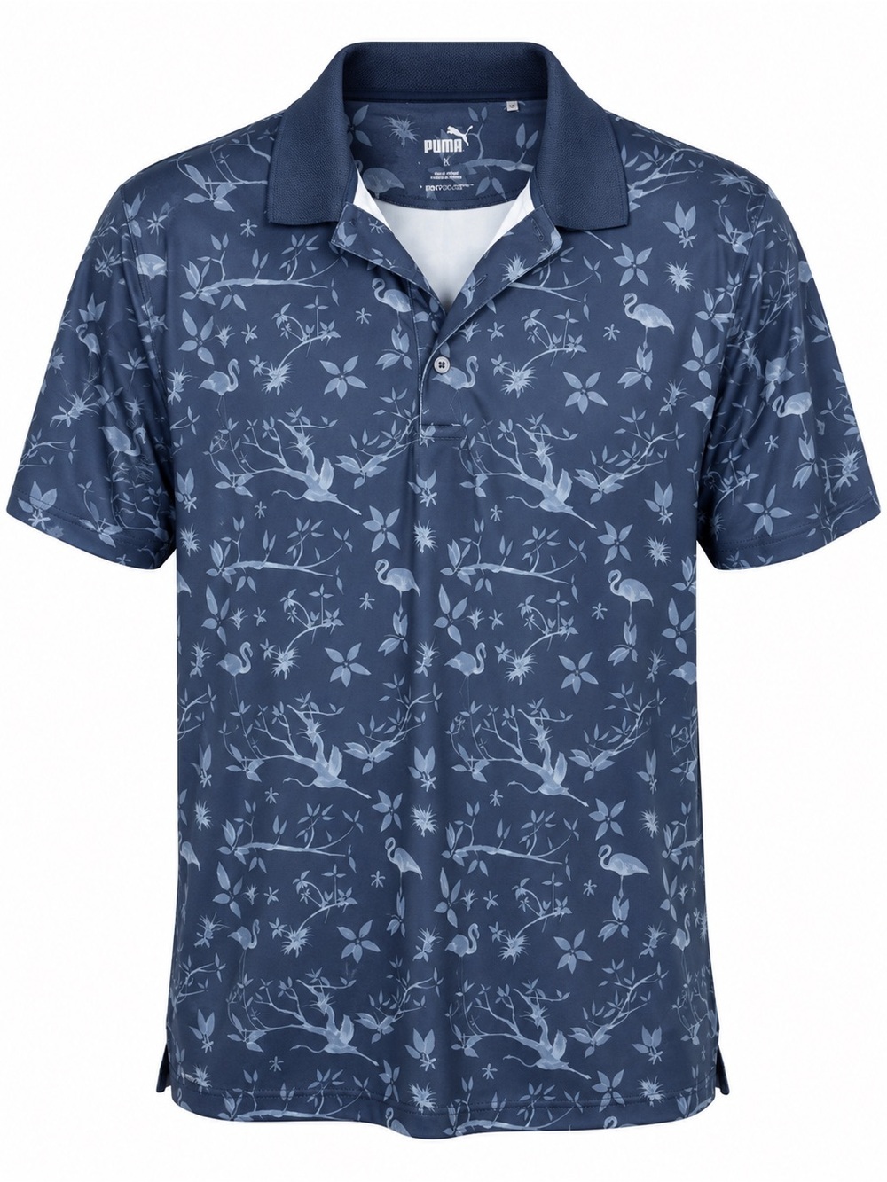 PUMA Golf Polo Shirt XL Mens Navy Flamingo Bermuda Dunes Performance Mattr